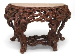 Pair of Chinese Rustic Root Console Tables
