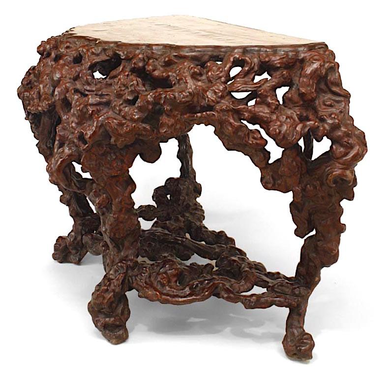 18th Century and Earlier Pair of Chinese Rustic Root Console Tables For Sale
