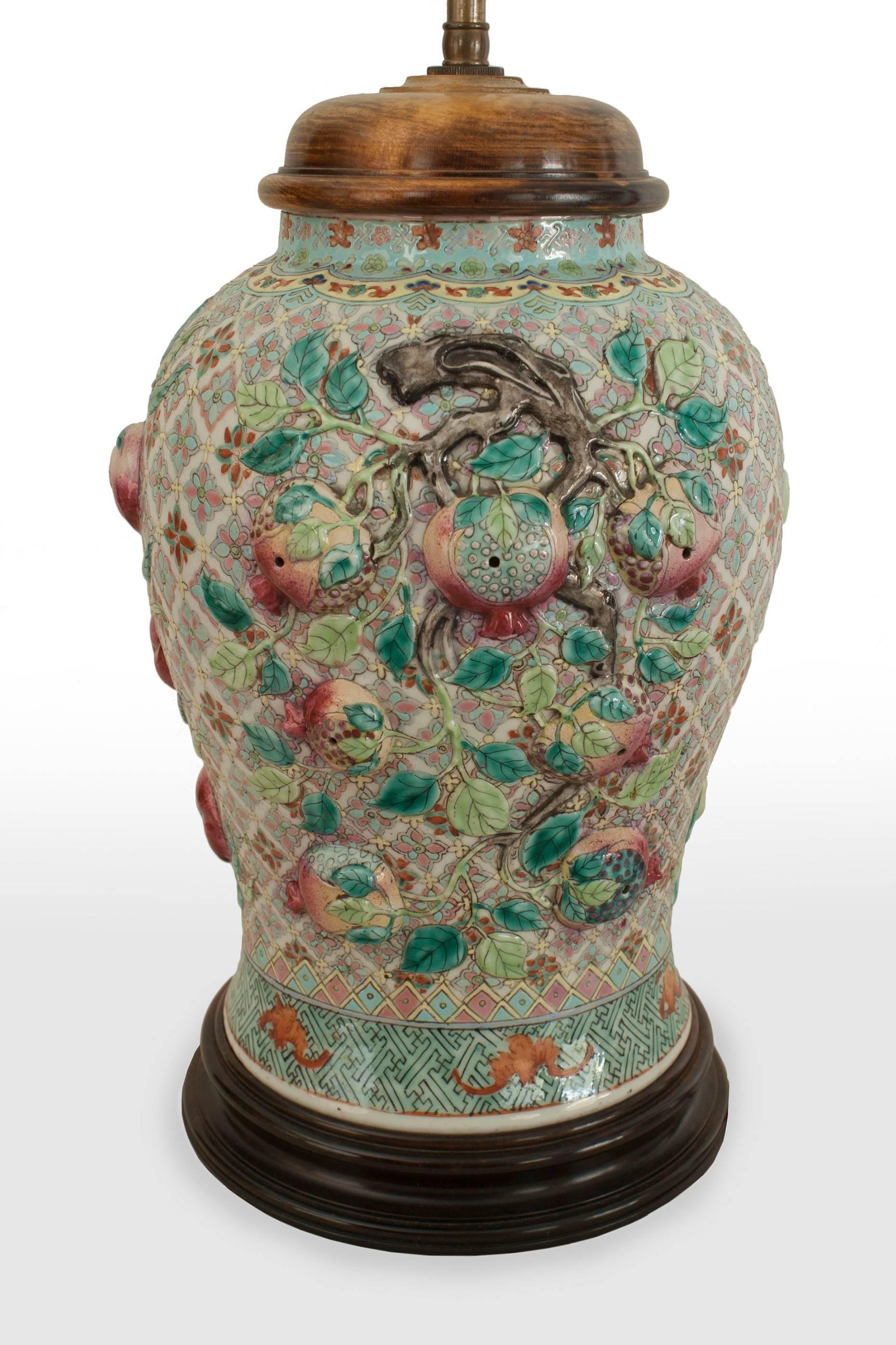 20th Century Pair of Asian Chinese Style, Large Ginger Jar Shaped Porcelain Lamps