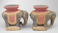 Pair of Chinese Porcelain Elephant Garden Seats