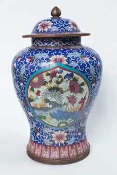 Pair of Asian Cloisonne Lidded Jars