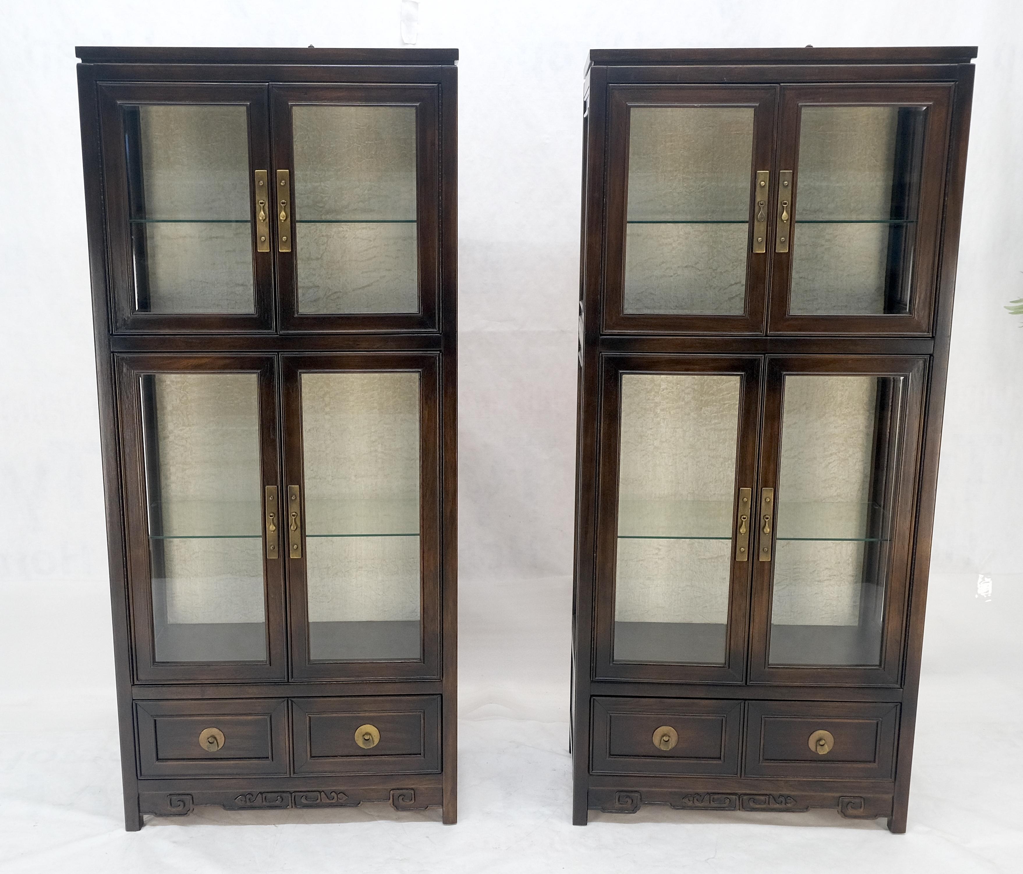 Paire de vitrines asiatiques compactes mettant en valeur les tiroirs de meubles de rangement chinois MINT ! Bon état - En vente à Rockaway, NJ