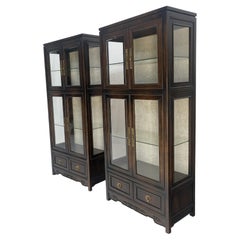 Pair of Asian Compact Display Cabinets Showcases China Cabinets Drawers MINT!