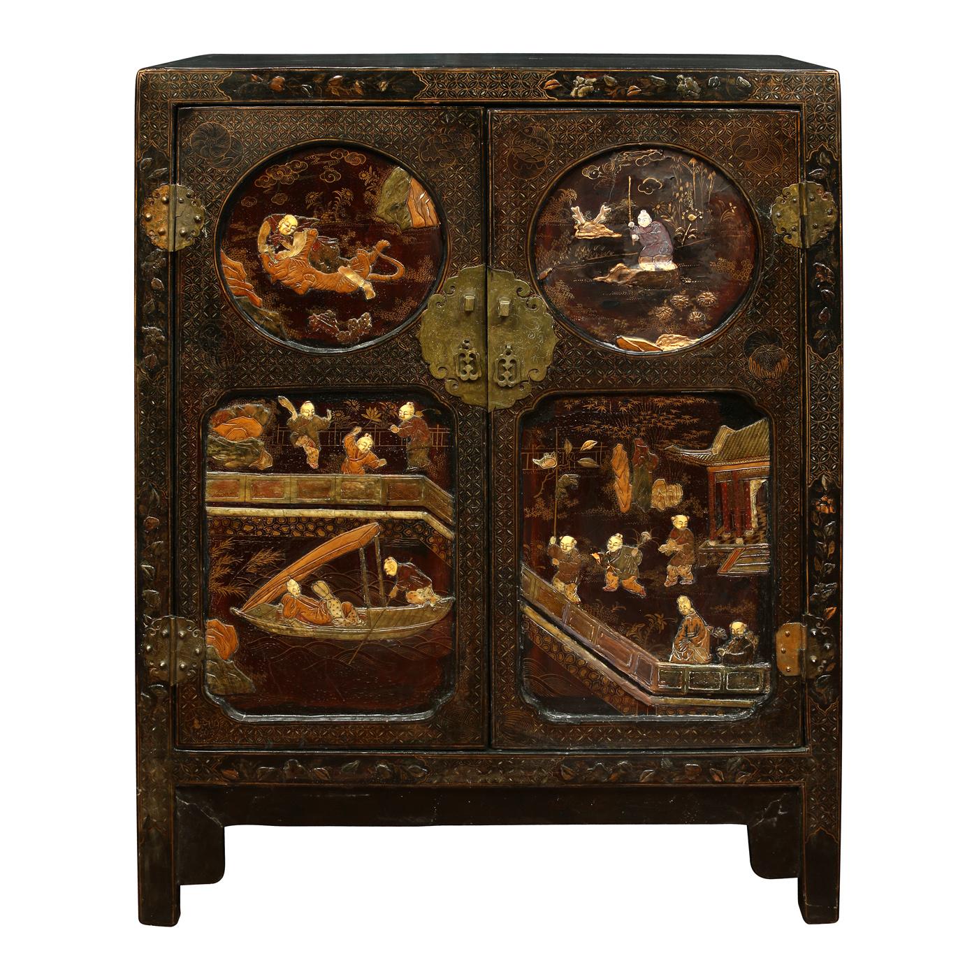 Chinese Pair of Asian Coromandel Cabinets