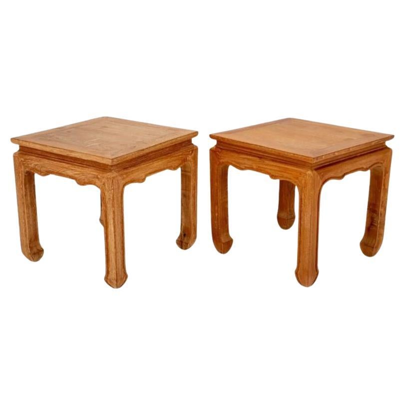 Pair of Asian Cypress Side Tables For Sale
