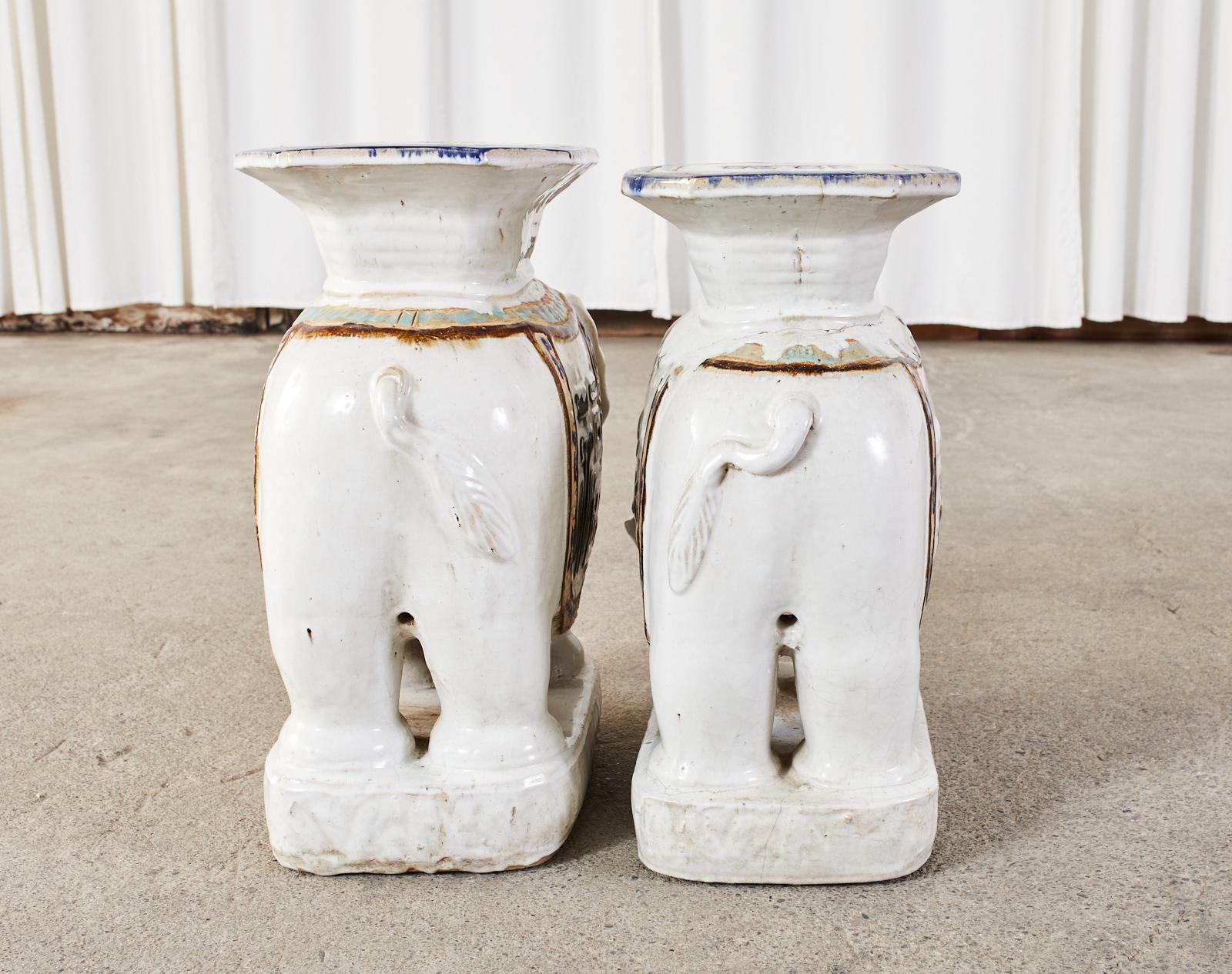 Pair of Asian Elephant Garden Stools or Drink Tables 9