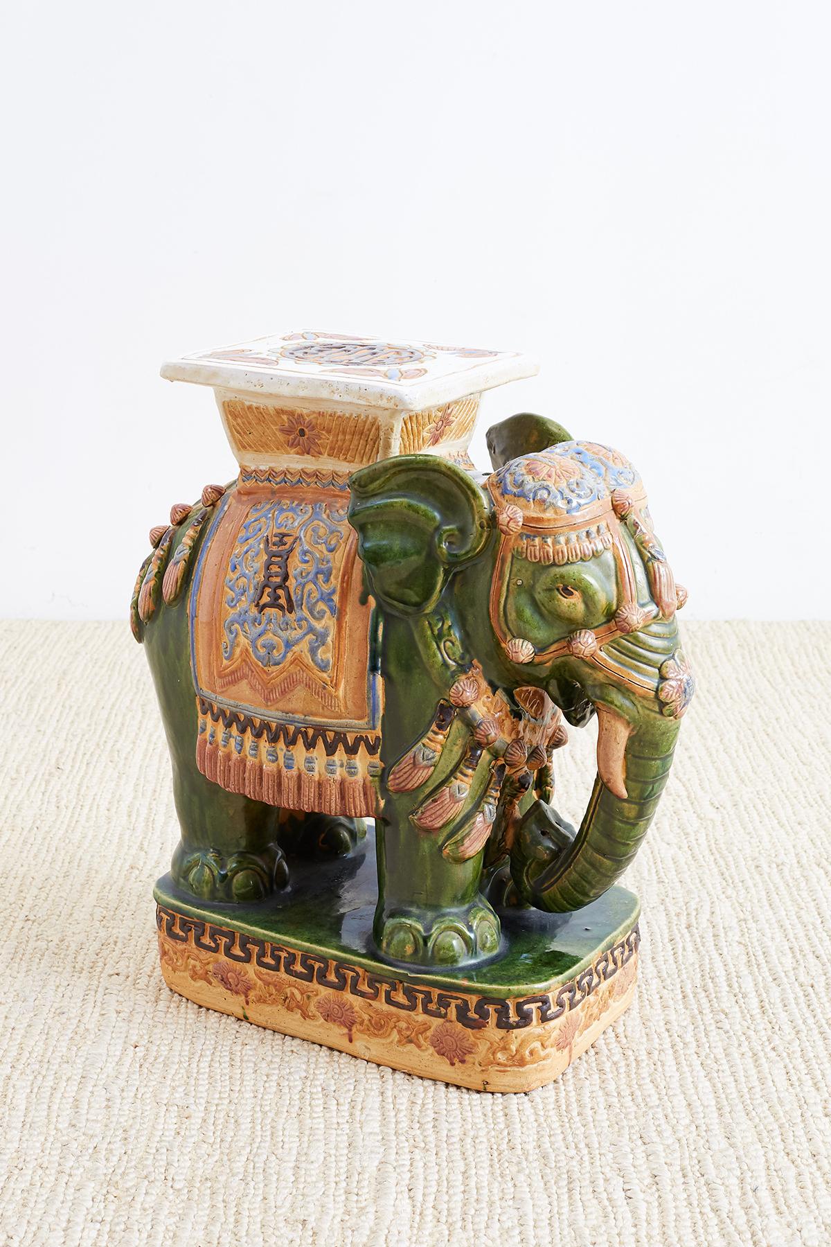 Chinese Pair of Asian Elephant Garden Stools or Drink Tables