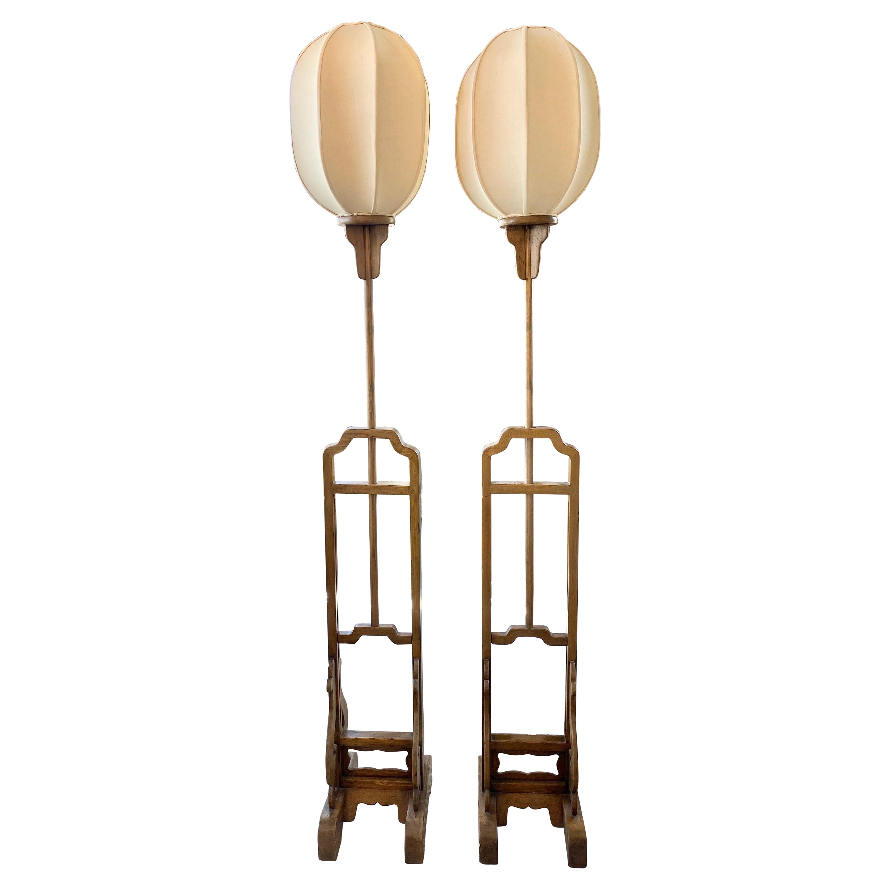 Pair of Asian Floor Lamps For Sale