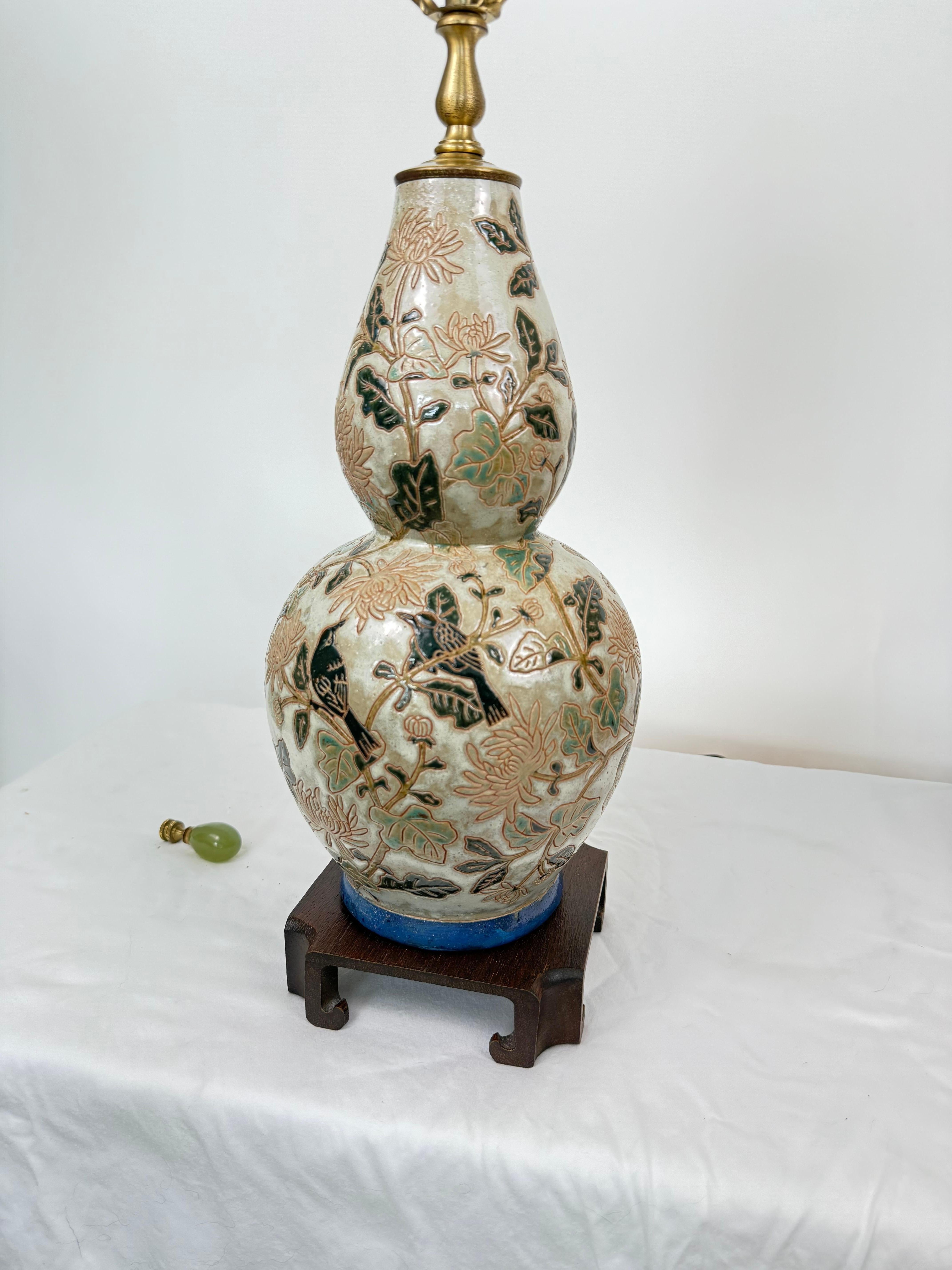 Vernissé Paire de lampes asiatiques en forme de gourde en vente