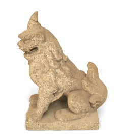 Pair of Asian Granite Foo Dog Figures