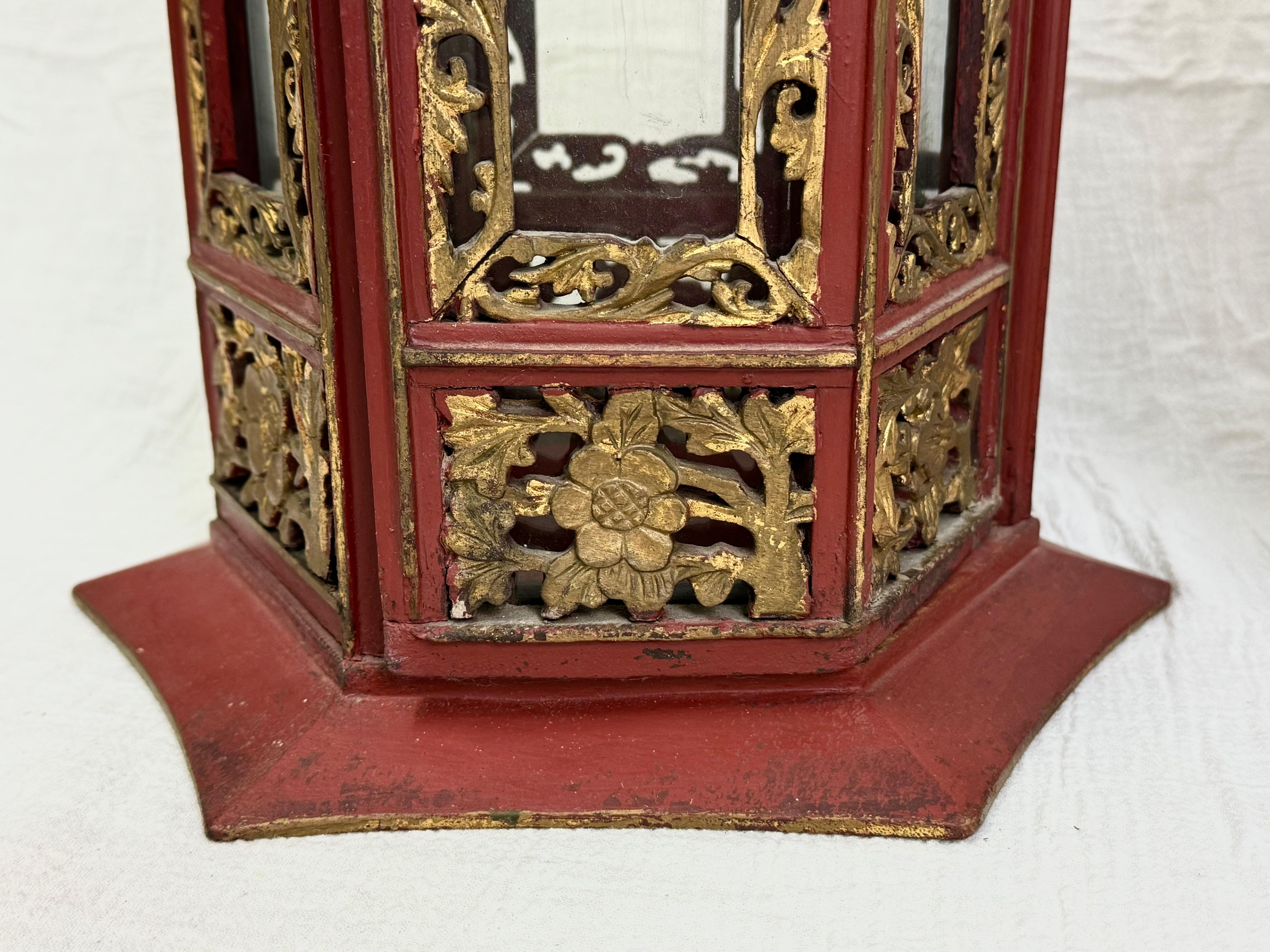Pair of Asian Hand Carved Wooden Lanterns For Sale 4