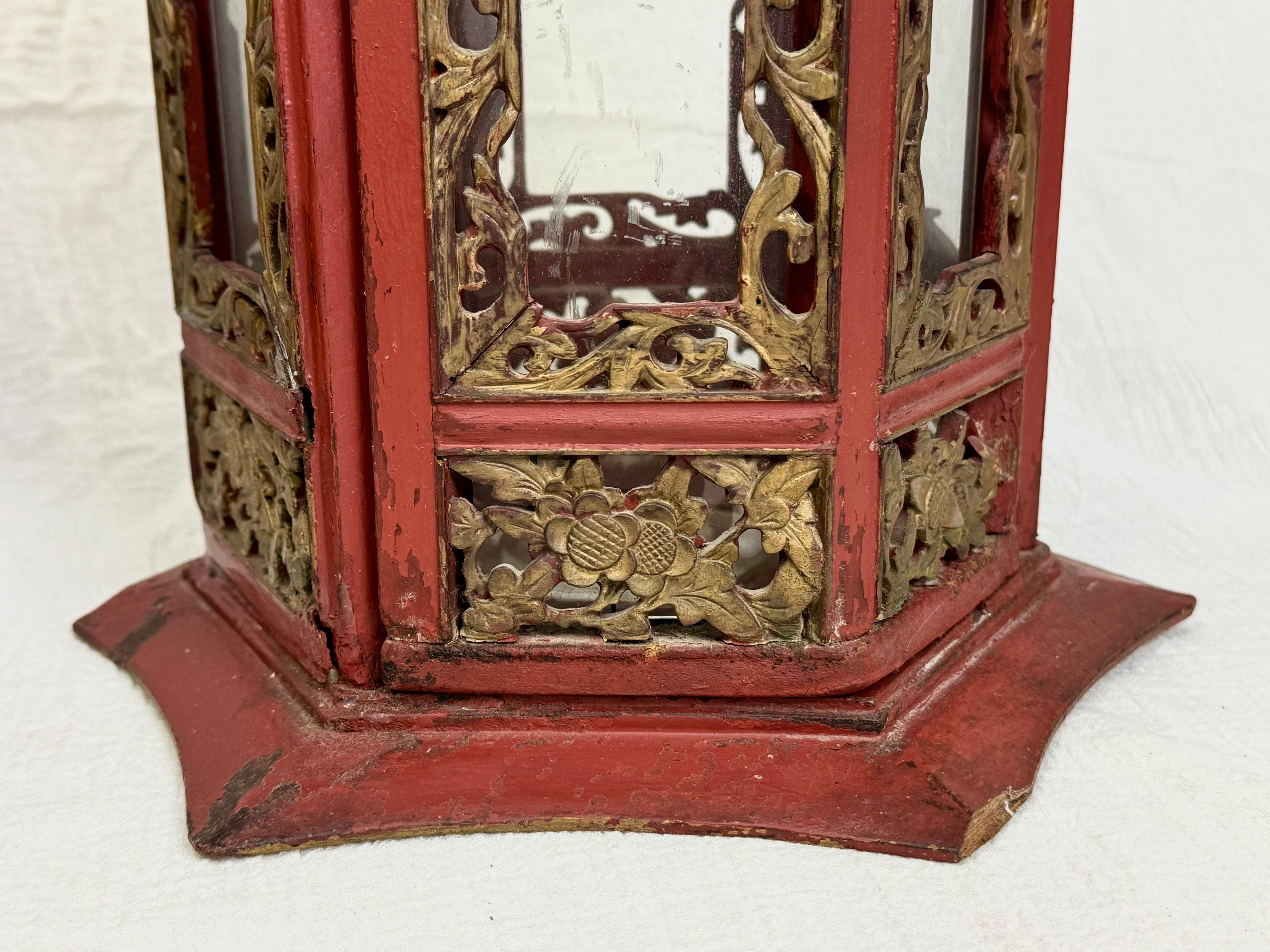 Pair of Asian Hand Carved Wooden Lanterns For Sale 9
