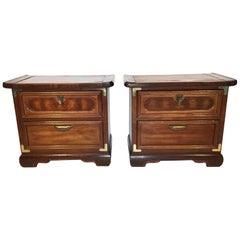 Pair of Asian Heavy Wood Nightstands