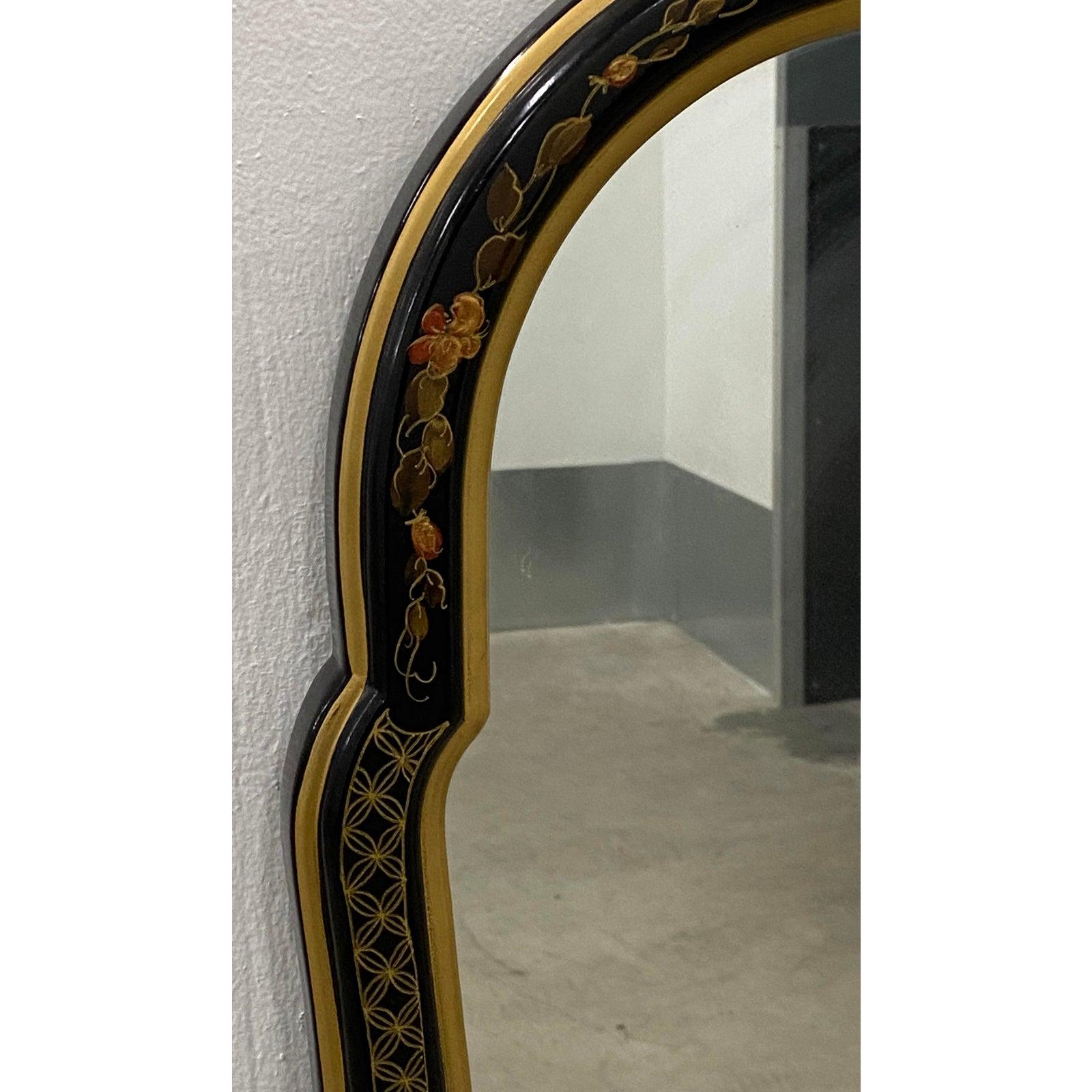 Chinese Export Pair of Asian Influenced Hand Painted Mirrors