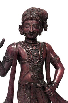 Coppia di figure giavanesi intagliate in teak