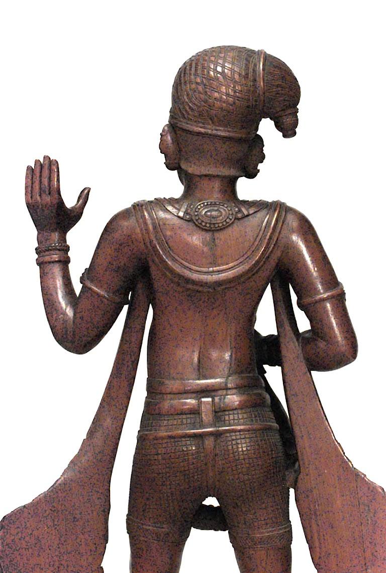 Dutch Colonial Pair of Javanese Carved Teak Figures For Sale
