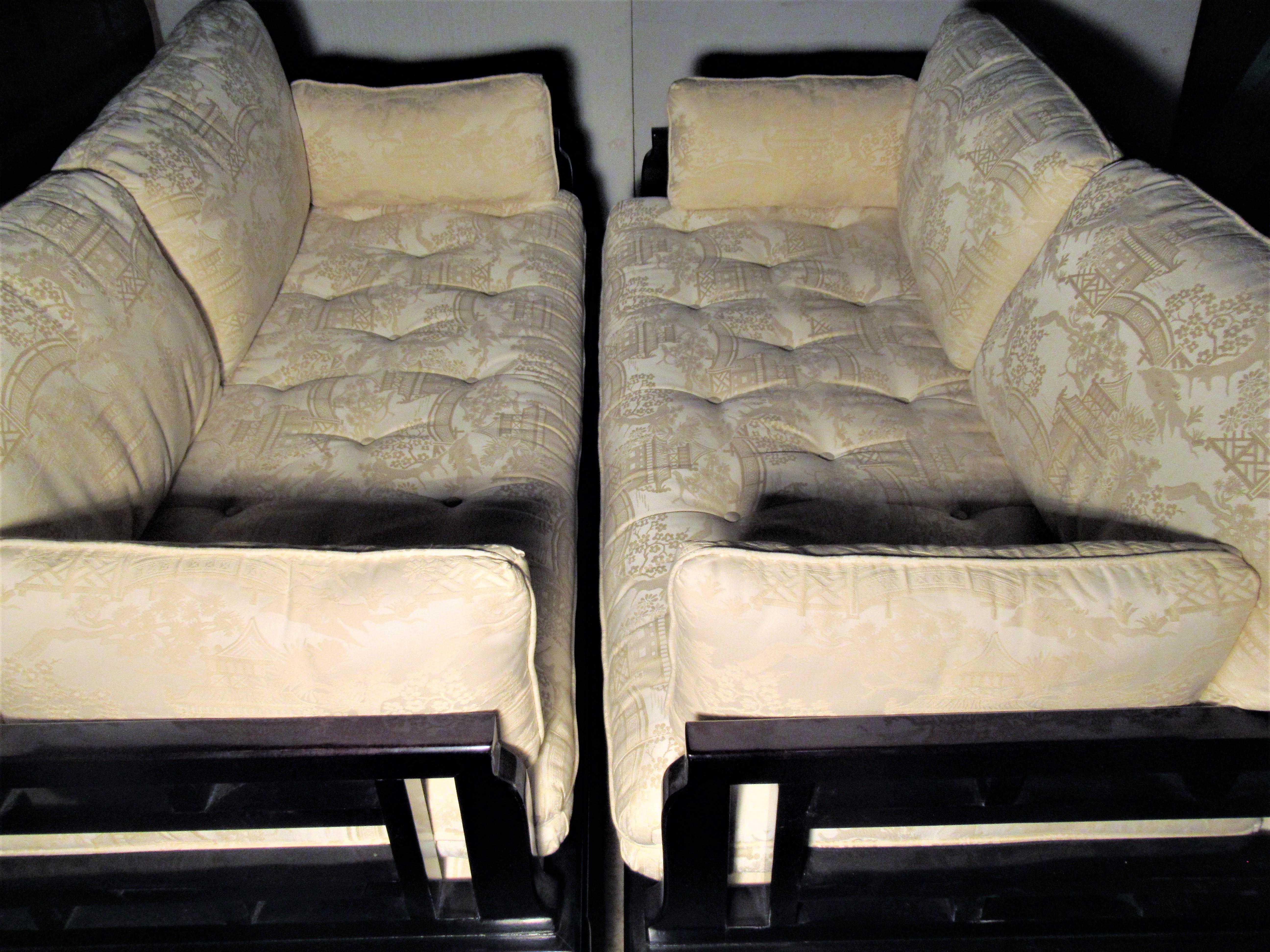 Pair of Asian Modern Ebonized Sofas 1