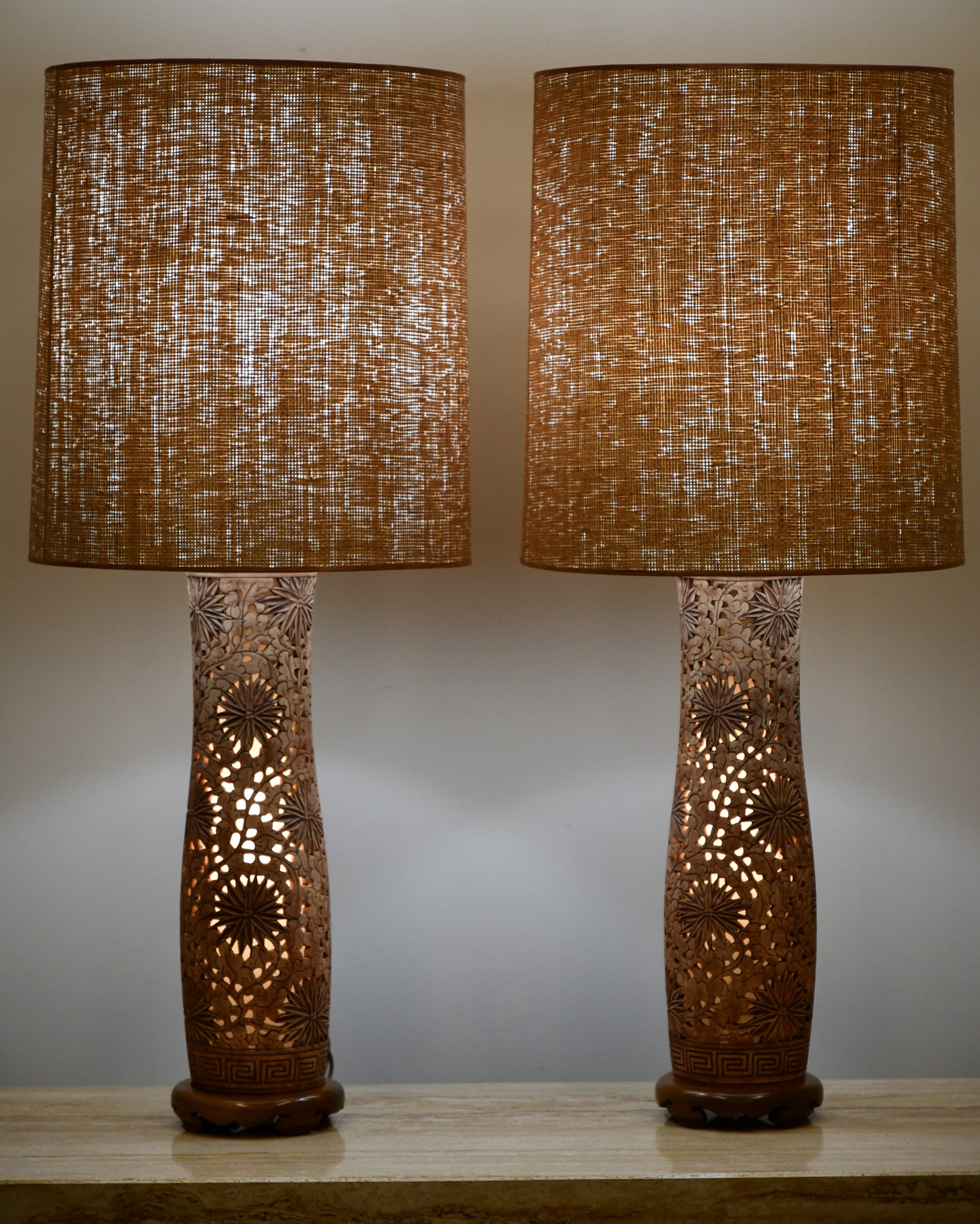 Organic Modern Pair of Asian Modern Table Lamps, 1970s