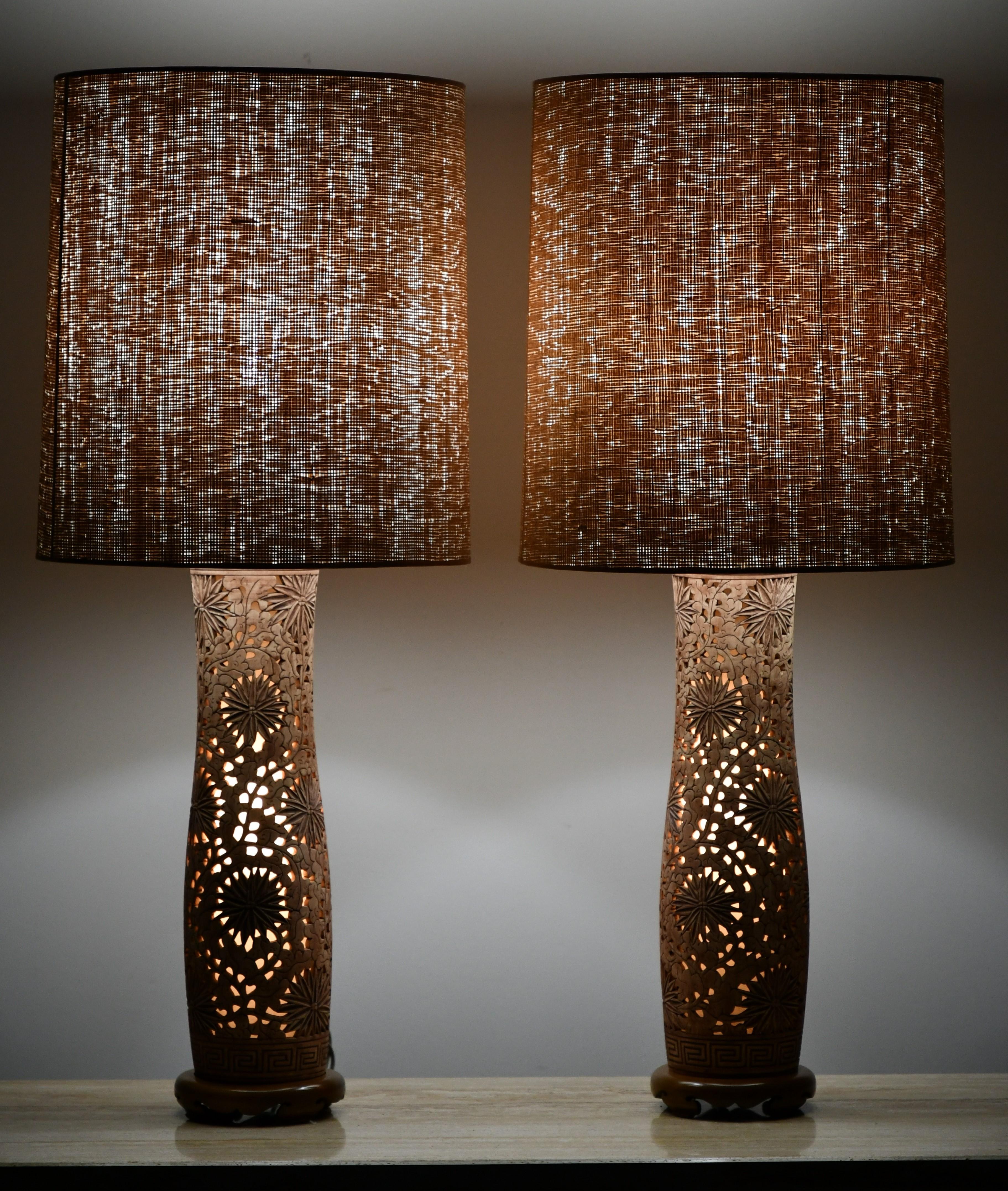 Late 20th Century Pair of Asian Modern Table Lamps, 1970s