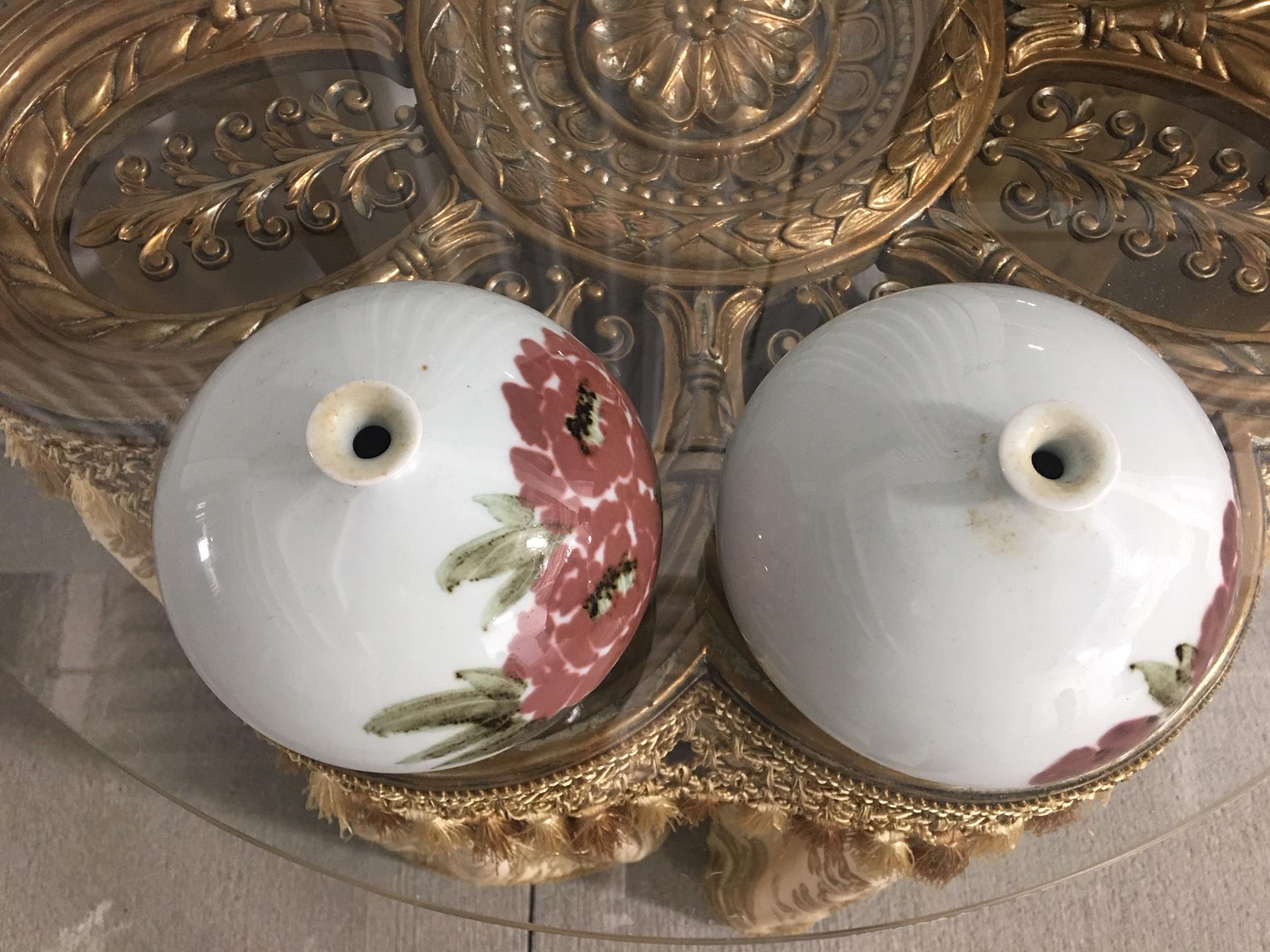 Pair of Asian Motif bud vases, 20th century.