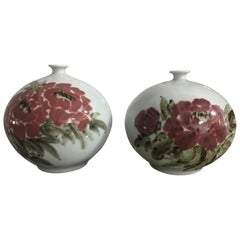 Pair of Asian Motif Bud Vases, 20th Century