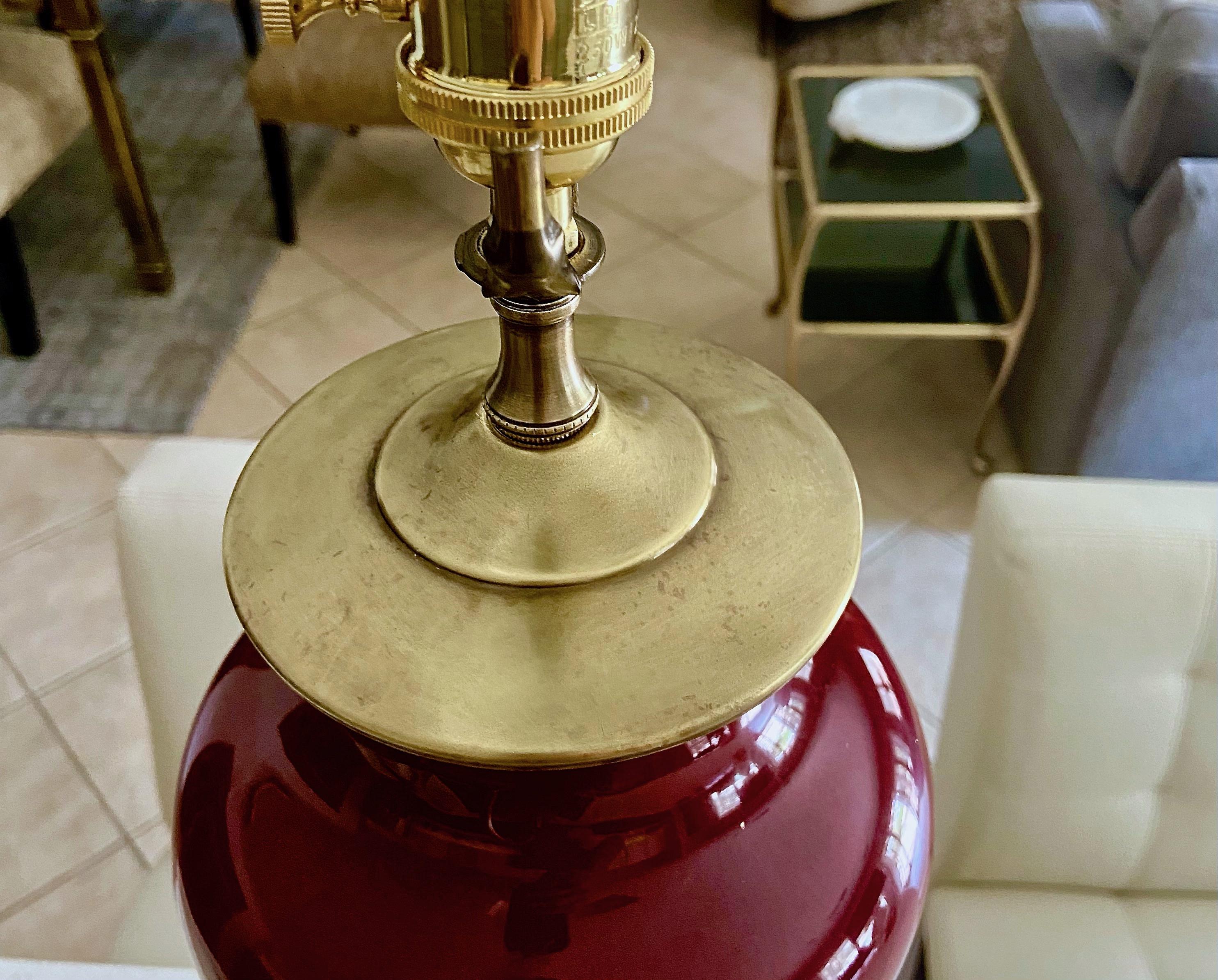 Pair of Asian Oxblood Porcelain Lamps 8