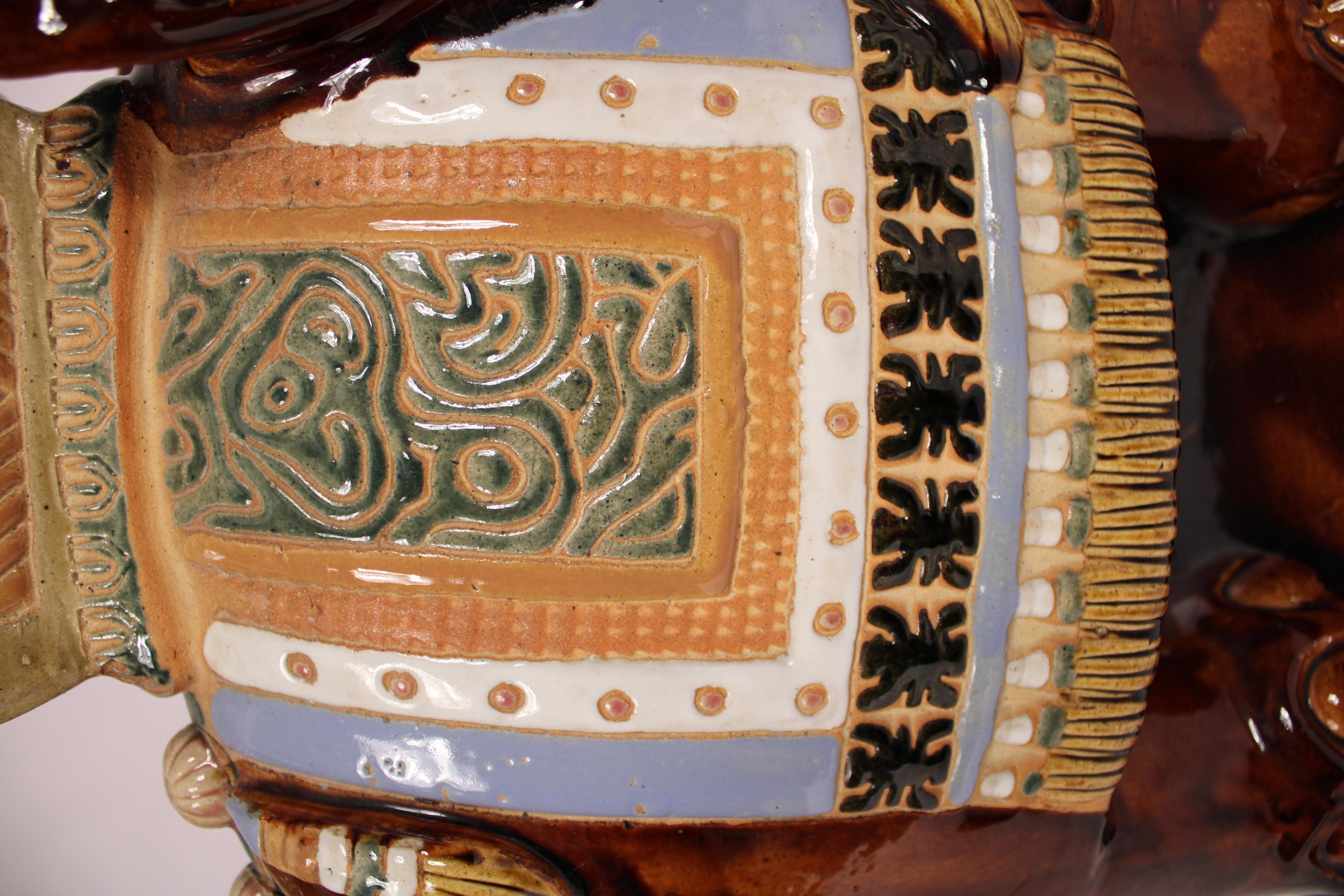 Pair of Asian Polychrome Decorated Elephant Form Garden Seats For Sale 4