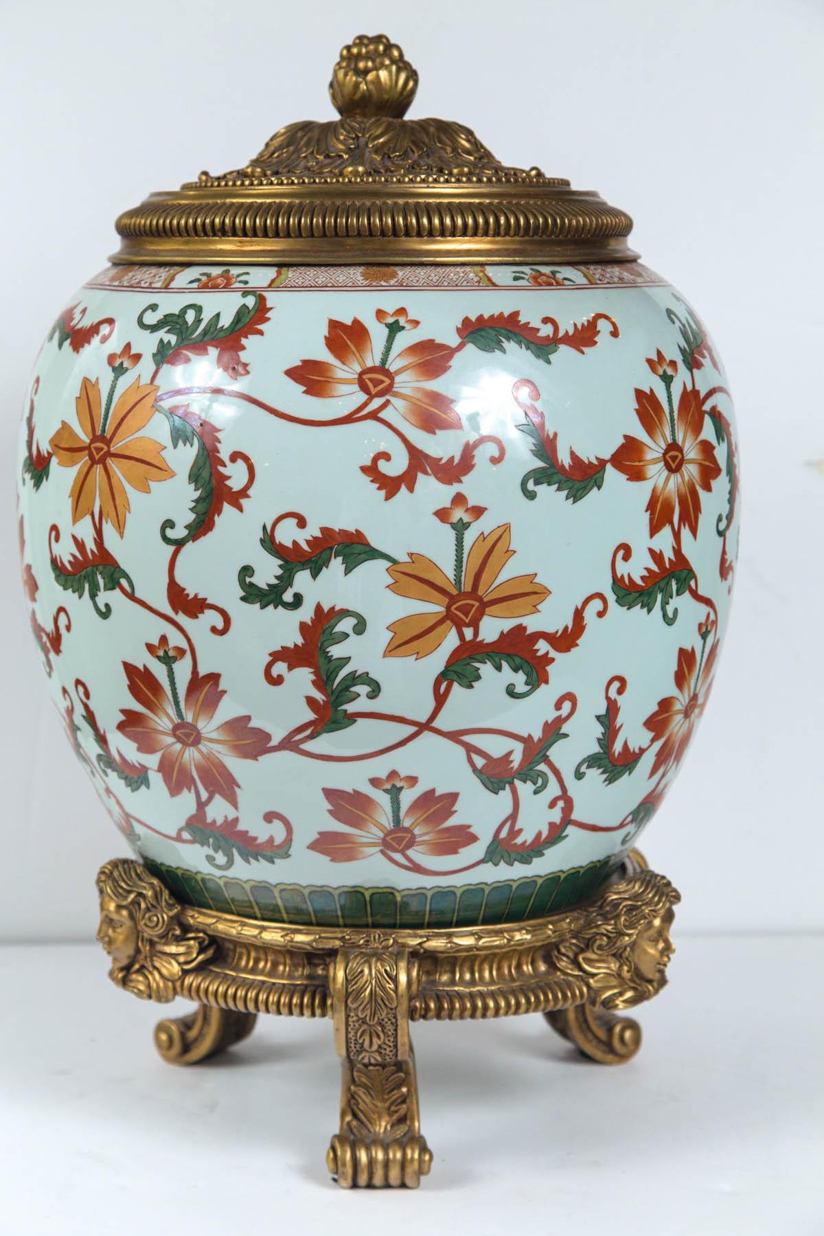 Pair of Chinese Style Porcelain Covered Jars In Excellent Condition In Woodbury, CT