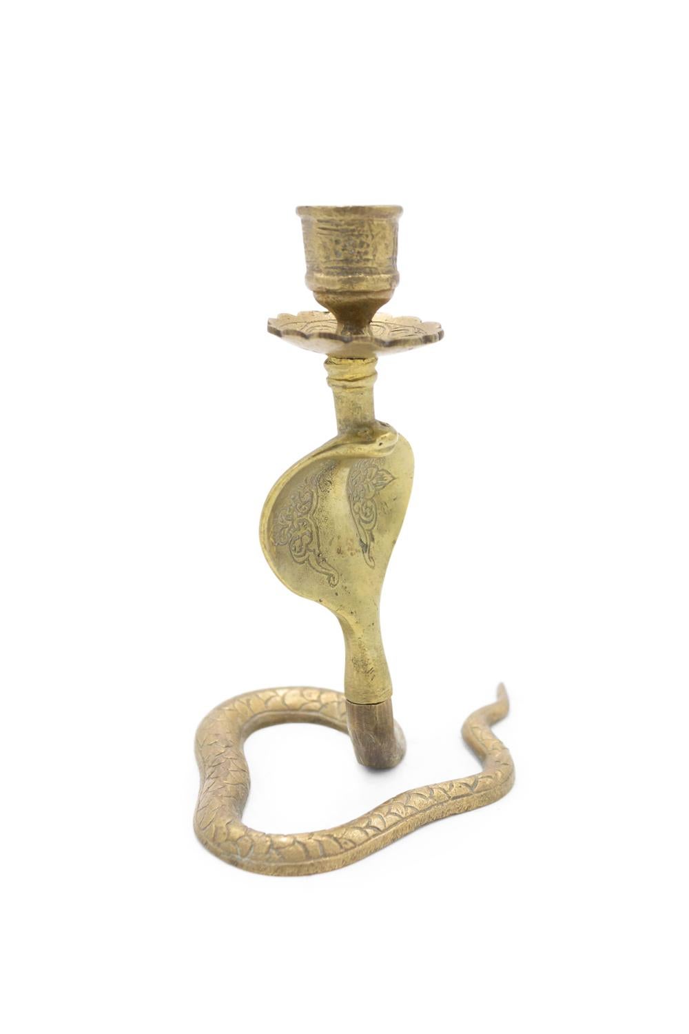 COPPIA di candelabri cobra in bronzo in stile siamese (19/20° secolo) (PREZZO A COPPIA)