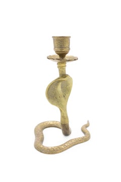 Pair of Asian Siamese Style Bronze Cobra Candlesticks