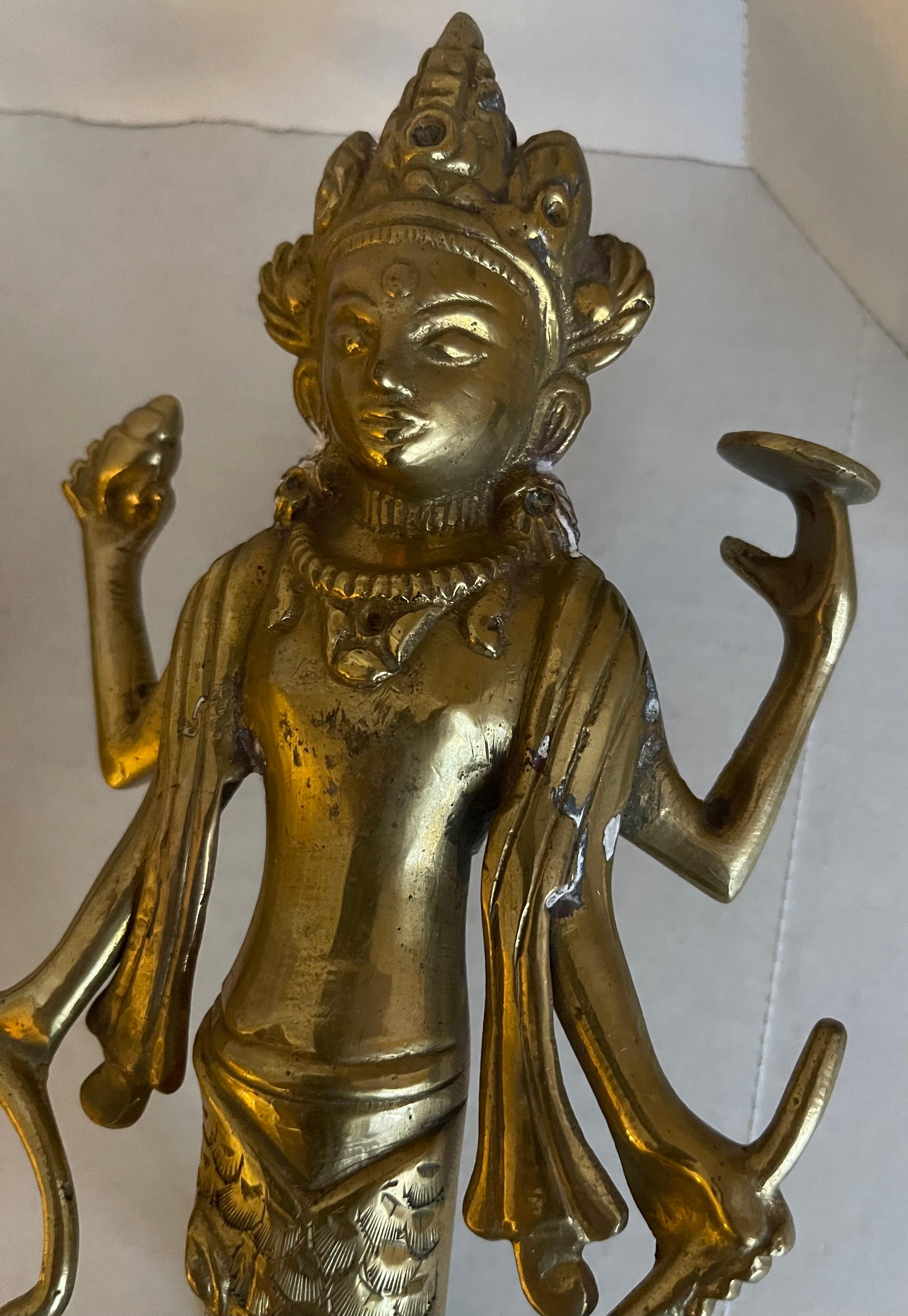 Pair of Asian Solid Brass Goddess Door Pulls B For Sale 2