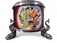 Pair of Asian Solid Silver and Enamel Lamps – Early 20th Century