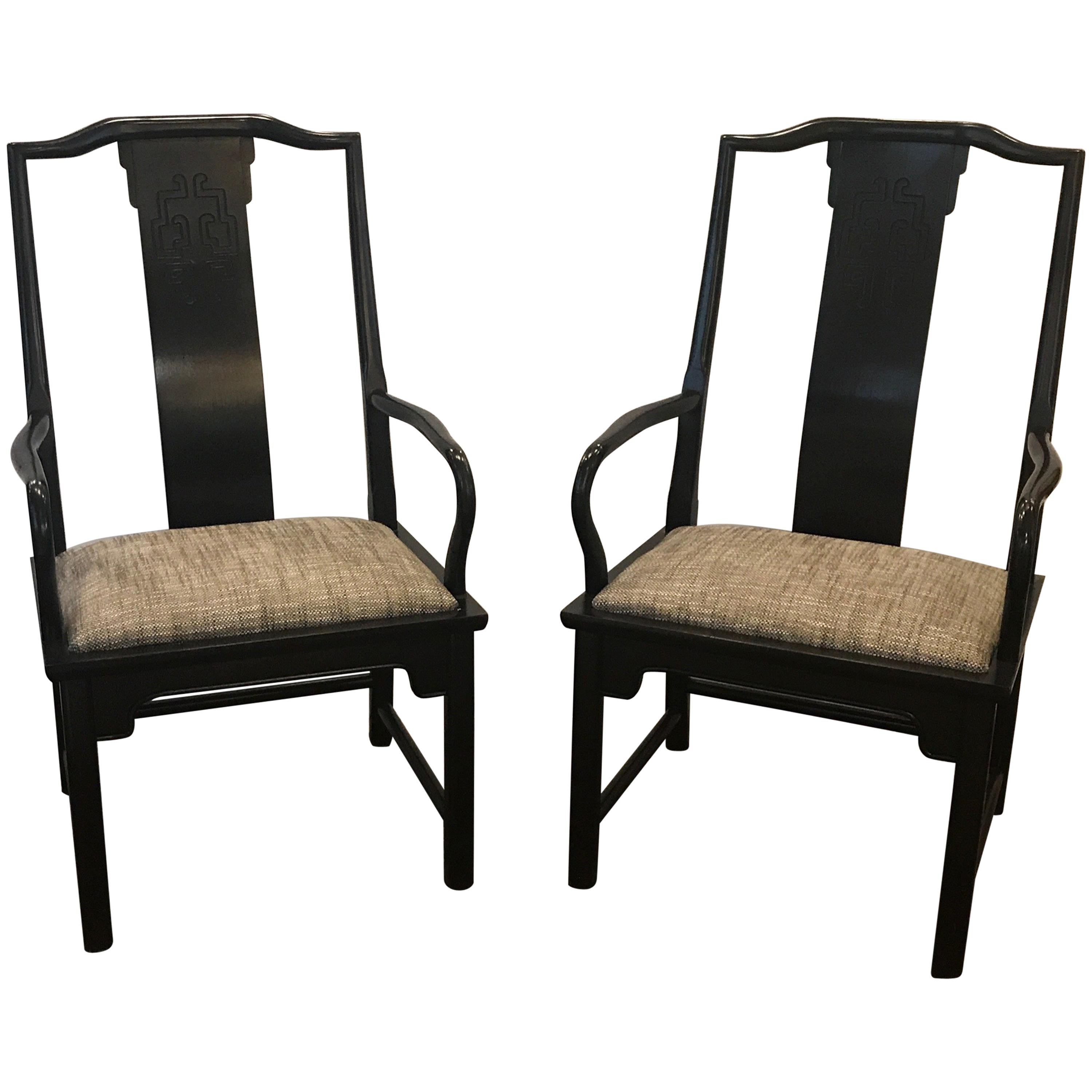 Pair of Asian Style Accent Armchairs