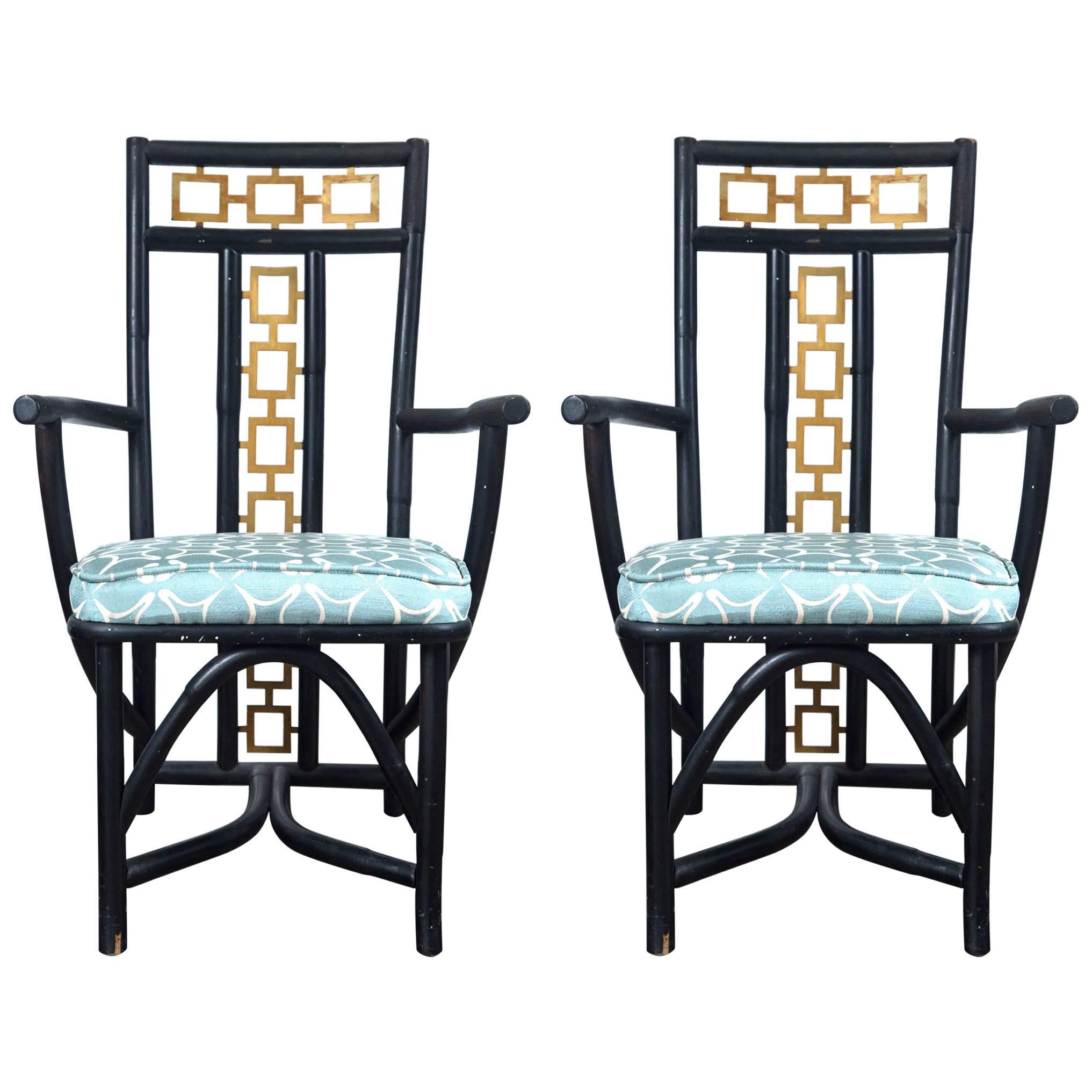 Pair of Asian Style Armchairs Attributed to James Mont