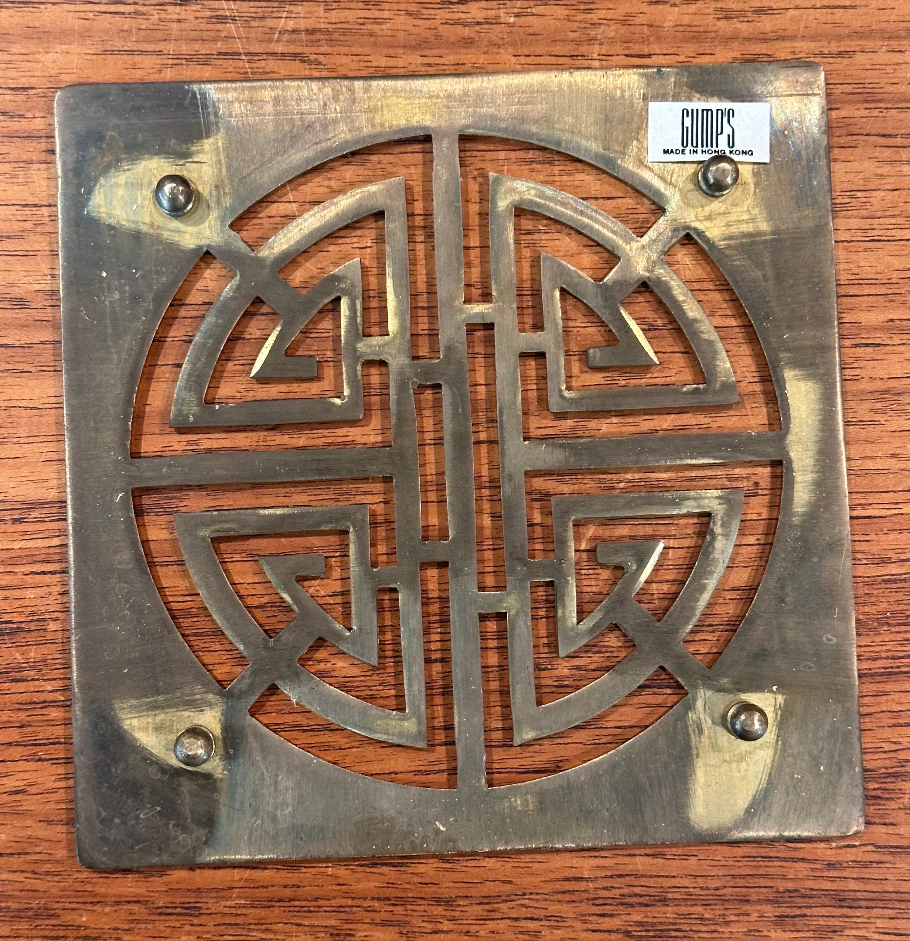Pair of Asian Style Brass Trivets by Gumps For Sale 8