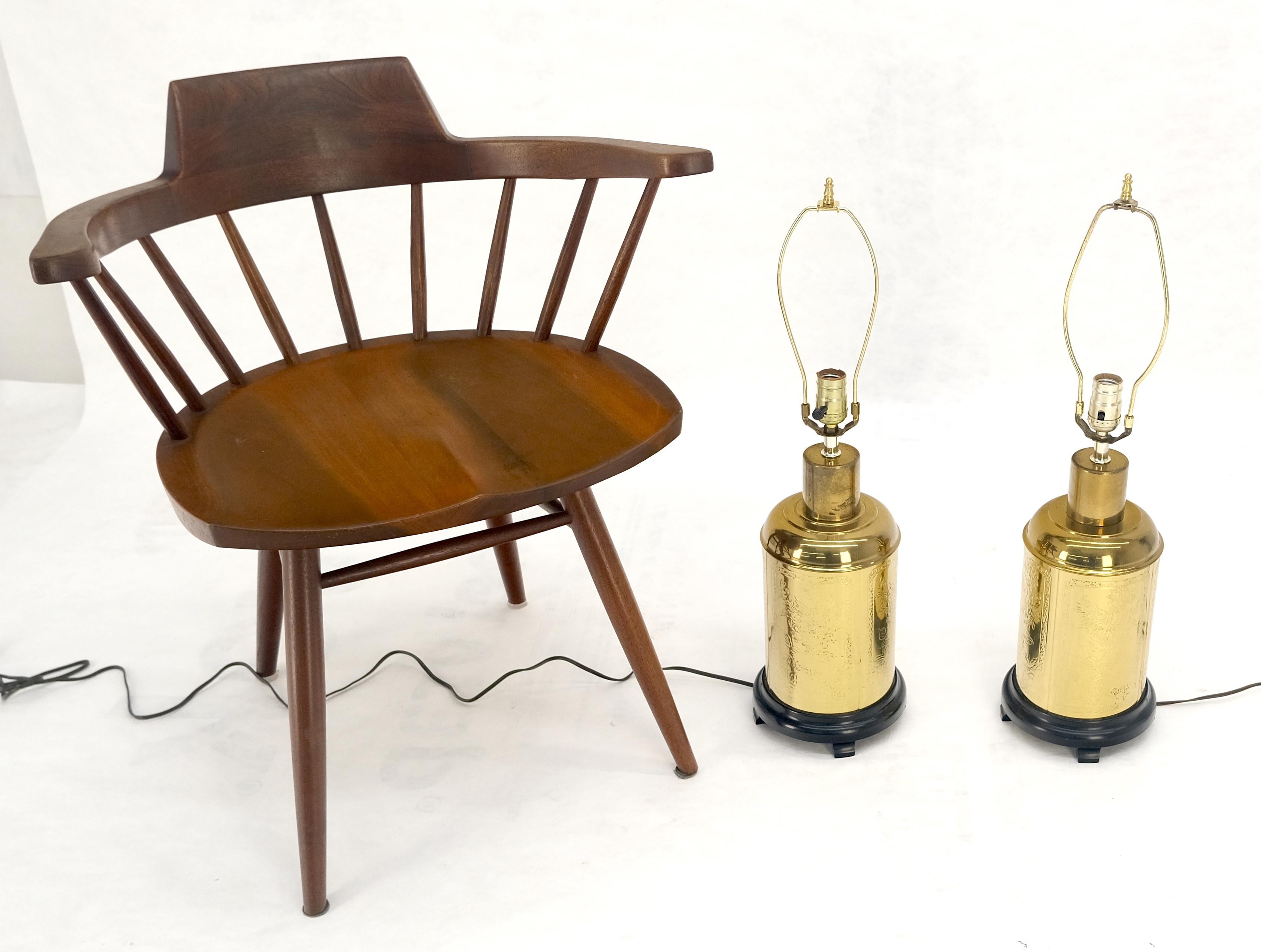 Paire de lampes de table à base cylindrique de style Asian Style c1070s Pieds en bois MINT ! en vente 4