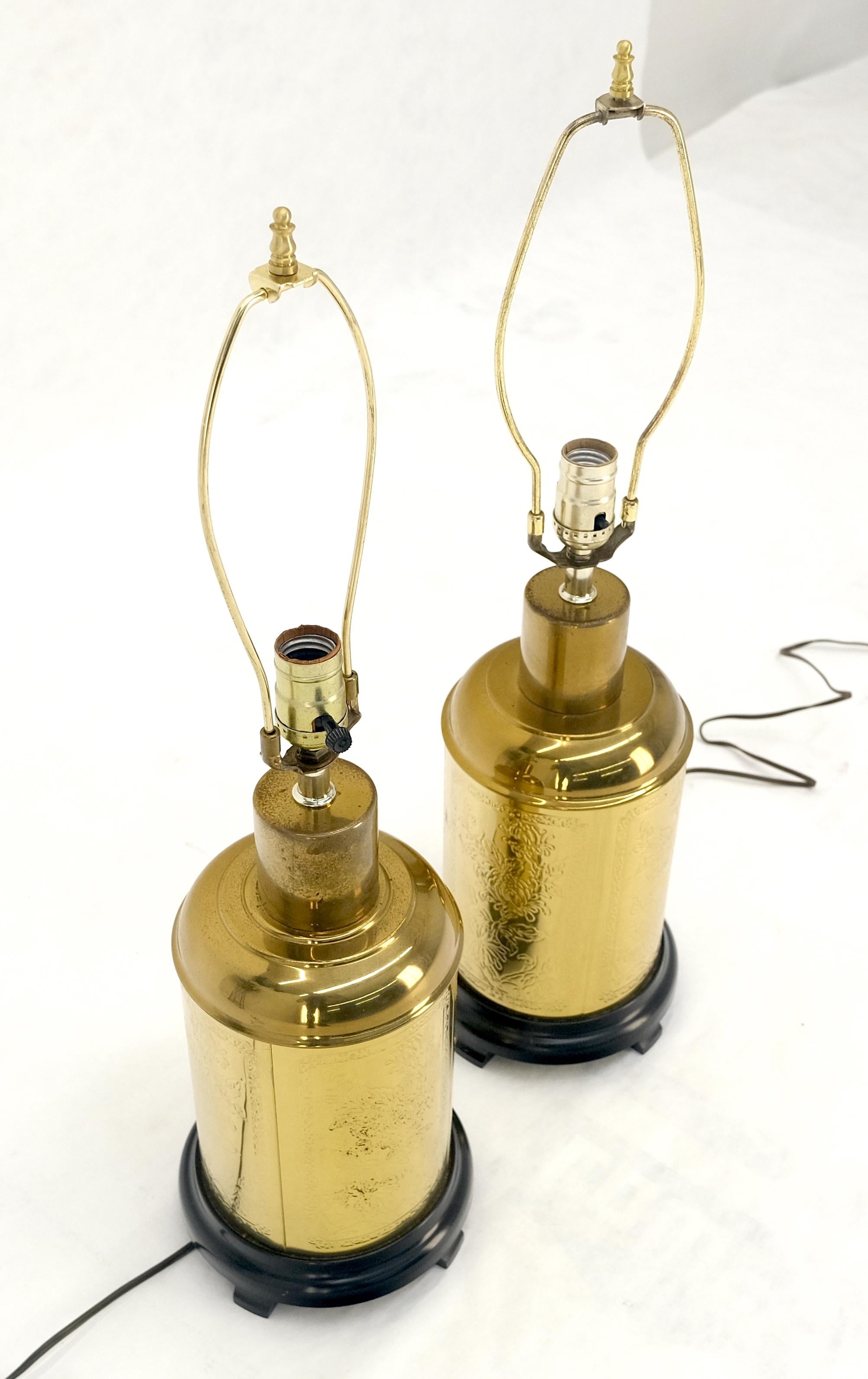 Paire de lampes de table à base cylindrique de style Asian Style c1070s Pieds en bois MINT ! en vente 7