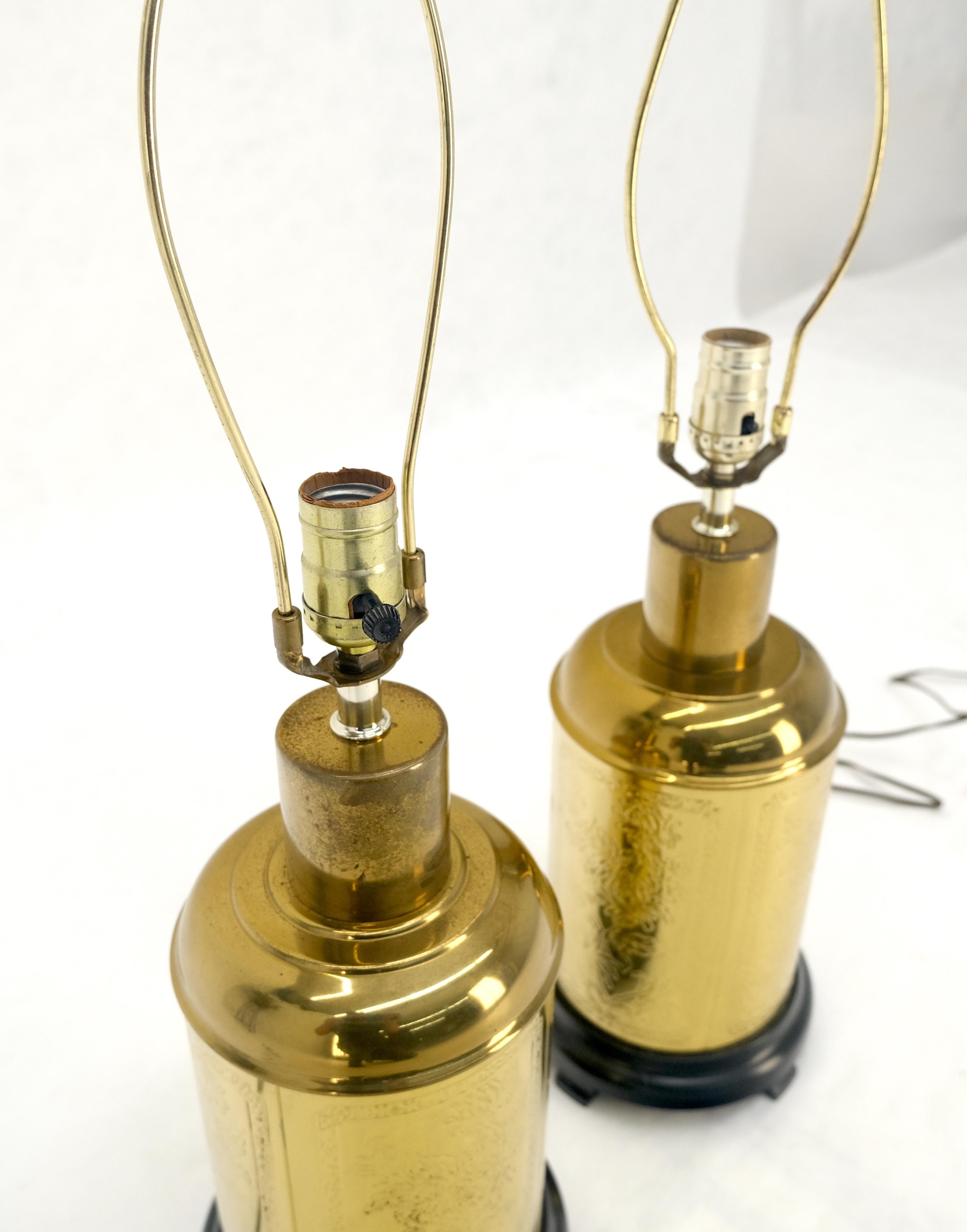 Paire de lampes de table à base cylindrique de style Asian Style c1070s Pieds en bois MINT ! en vente 9