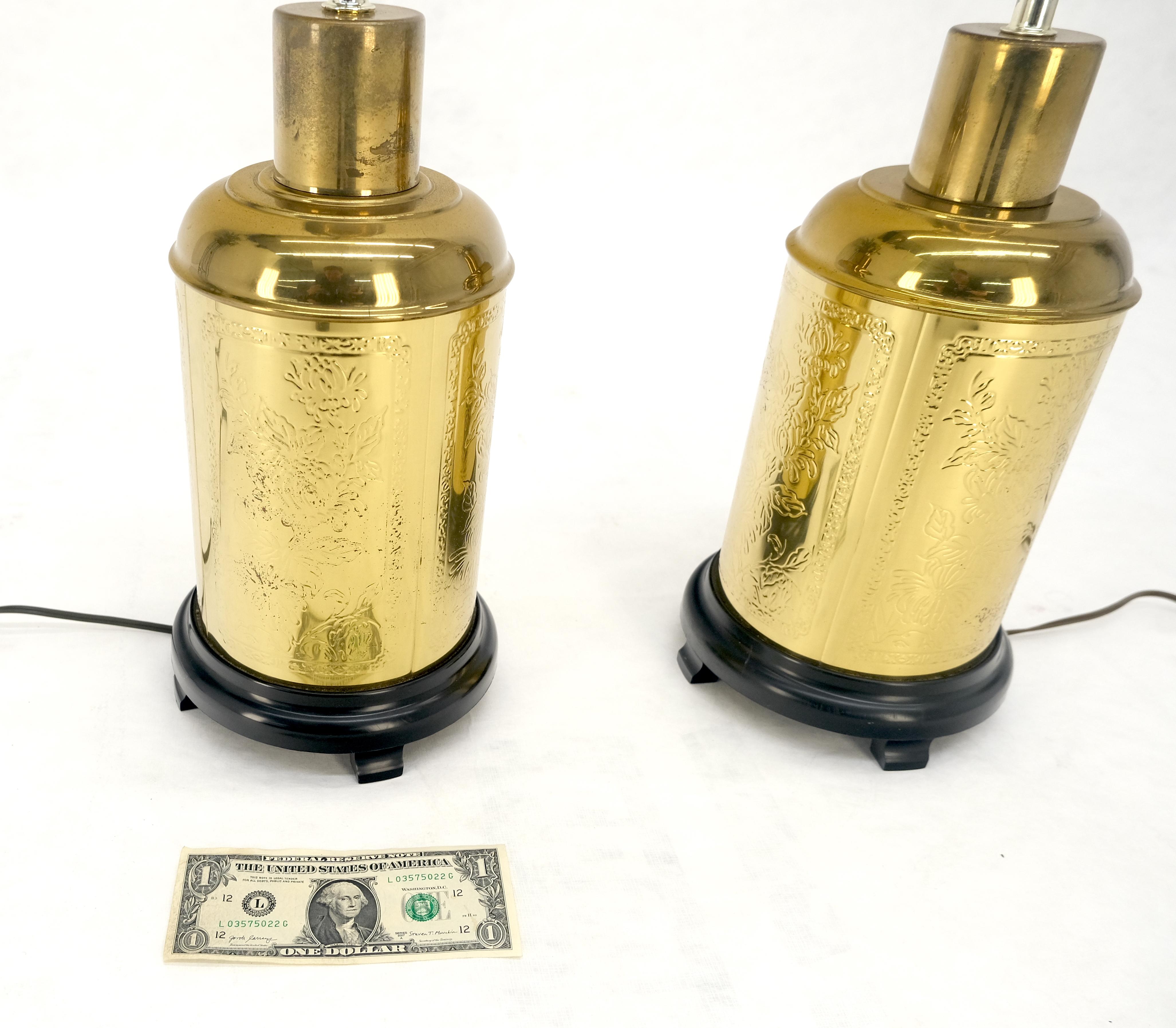 Paire de lampes de table à base cylindrique de style Asian Style c1070s Pieds en bois MINT ! en vente 10