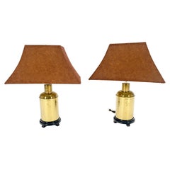 Paar Asian Style c1070s Zylinderform Basis Tischlampen Holzfüße MINT!