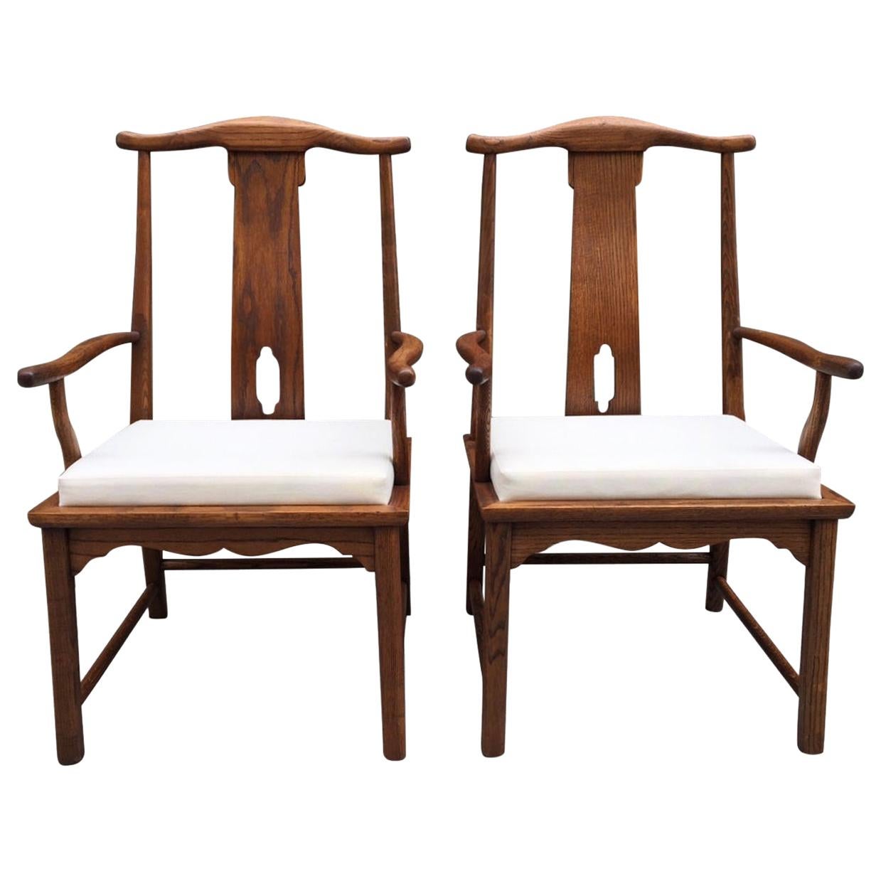 Pair of Asian Style Hardwood Side Chairs