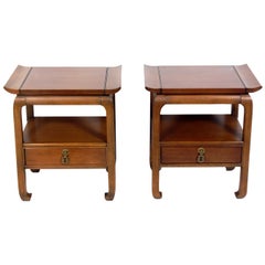 Pair of Asian Style Midcentury End Tables or Nightstands