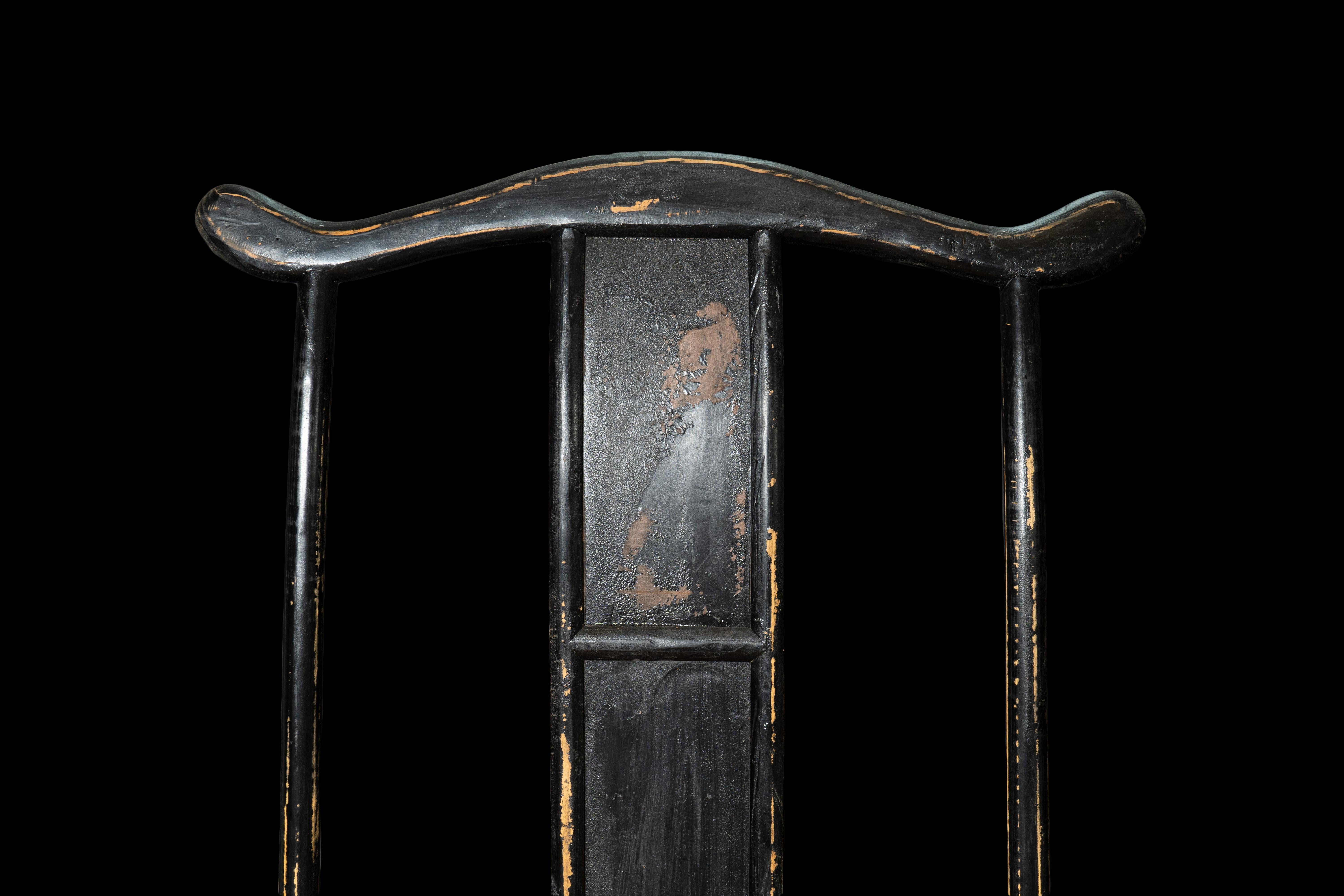 Dipinto Pair of Asian Oversized Throne Chairs with Exaggerated Backs