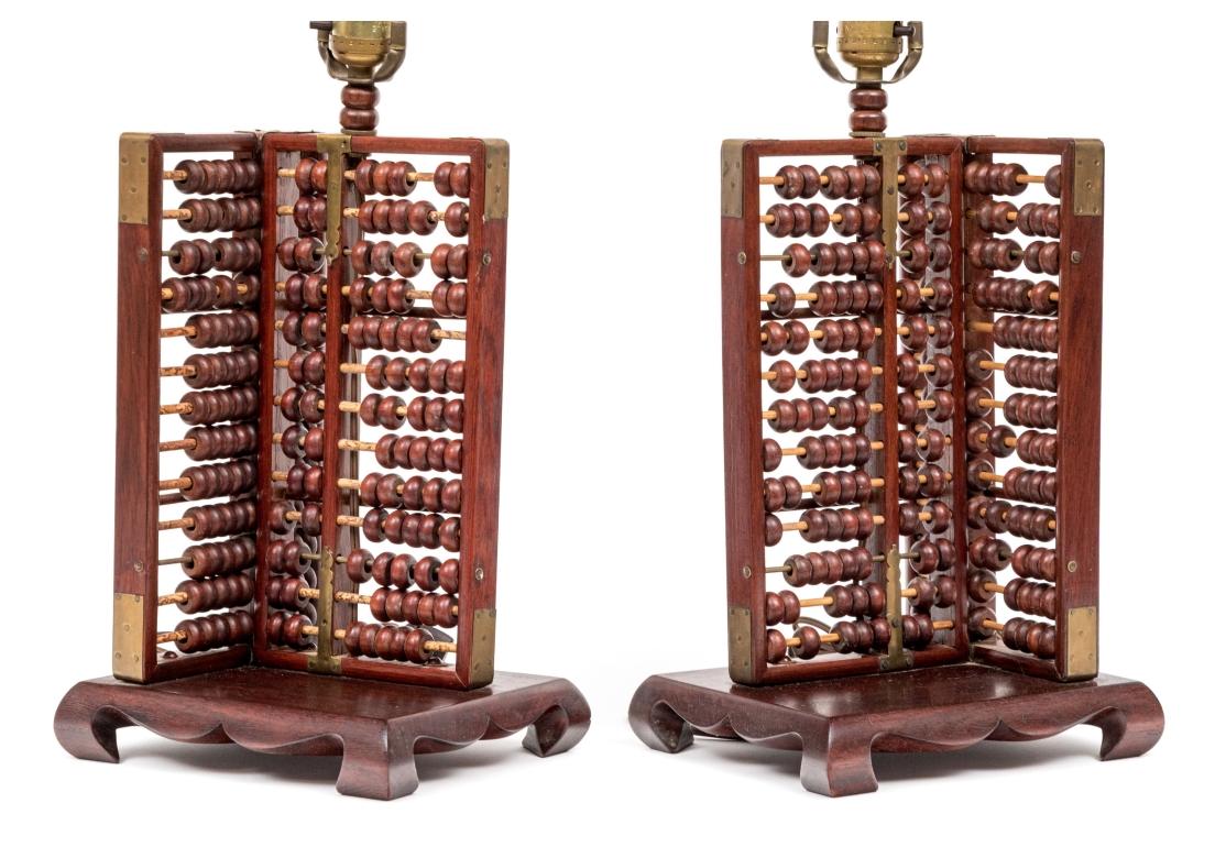 Paar Asiatische Holz Abacus Form Tischlampen im Angebot 5