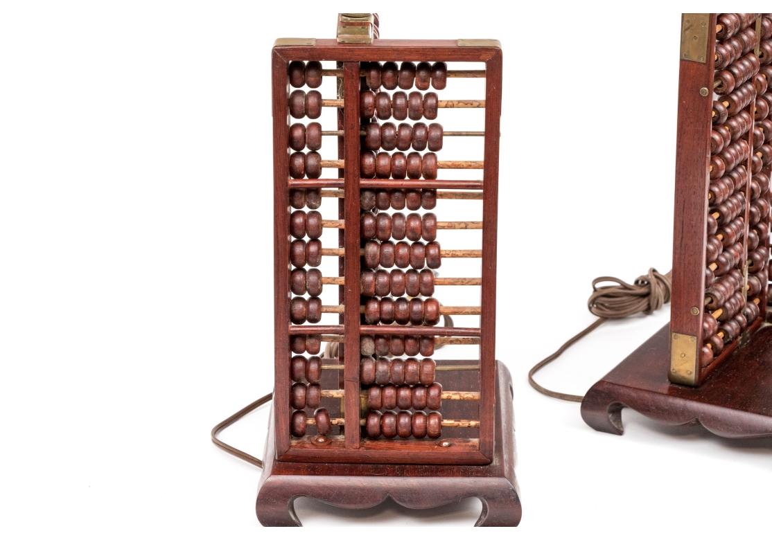 Paar Asiatische Holz Abacus Form Tischlampen (Ming-Dynastie) im Angebot