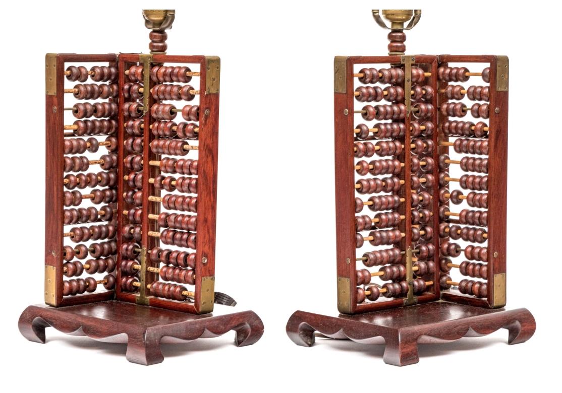 Paar Asiatische Holz Abacus Form Tischlampen (Metall) im Angebot