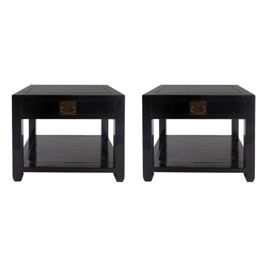 Pair of Asian Style End Tables with Drawer For Sale at 1stDibs asian