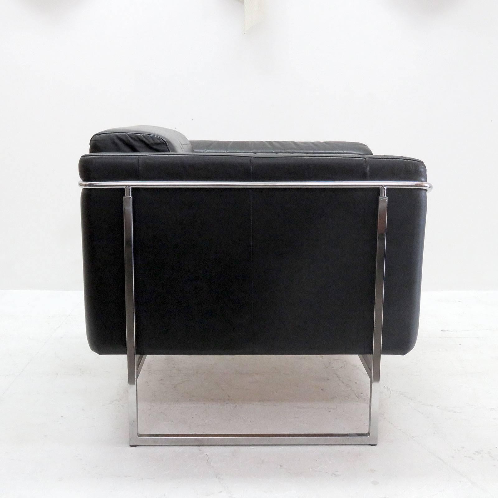 Finnish Pair of Asko 'Classio' Leather Chairs, Model 8283