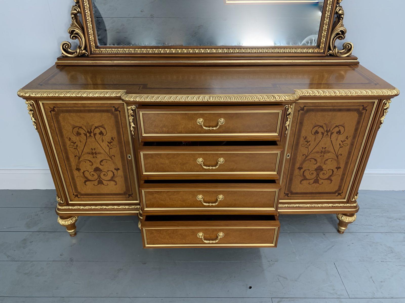 Pair of Asnaghi Inlaid Marquetry Breakfront Cabinets Commodes with Mirrors For Sale 4