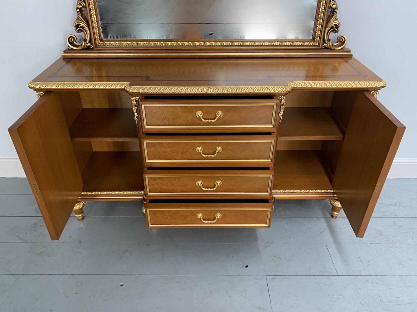 Pair of Asnaghi Inlaid Marquetry Breakfront Cabinets Commodes with Mirrors For Sale 5